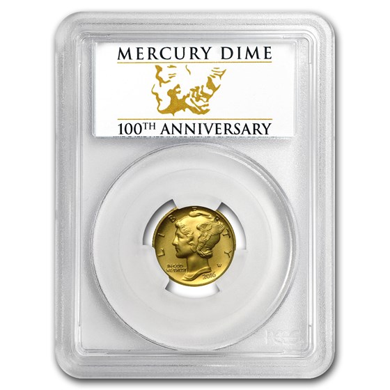 2016-W 1/10 Gold Mercury Dime SP-70 PCGS (FS, Centennial Label) 2016-W 1/10 Gold Mercury Dime SP-70 PCGS (FS, Centennial Label)